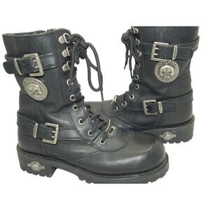 Vintage Rare Harley Davidson Robyn Biker Lace Up Leather Boots Size 7
